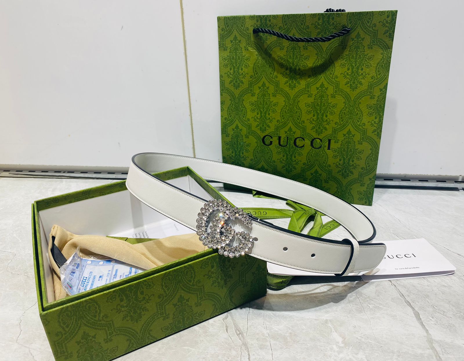 Gucci pearl discount double g belt