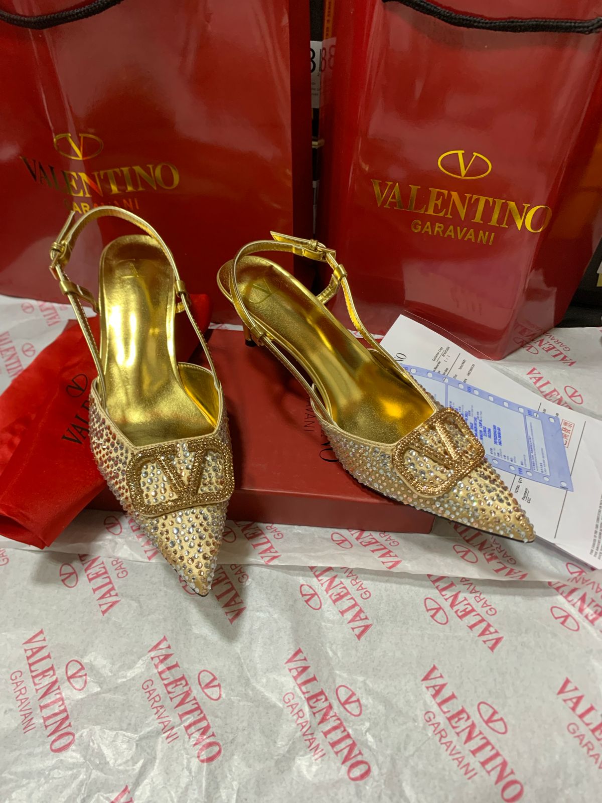 Women's Valentino Signature Crystal Embellished Pump