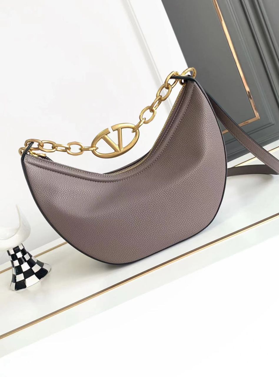 Valentino VLogo Grainy Leather Shoulder Bag