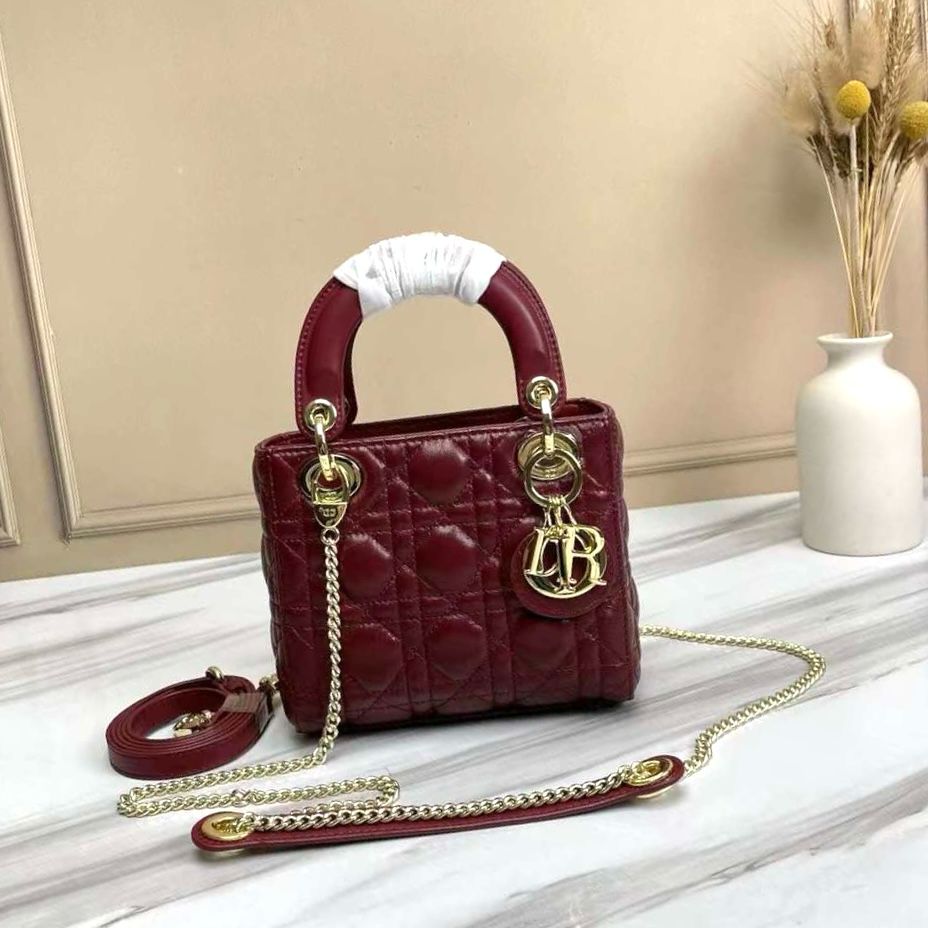 Lady dior mini burgundy best sale