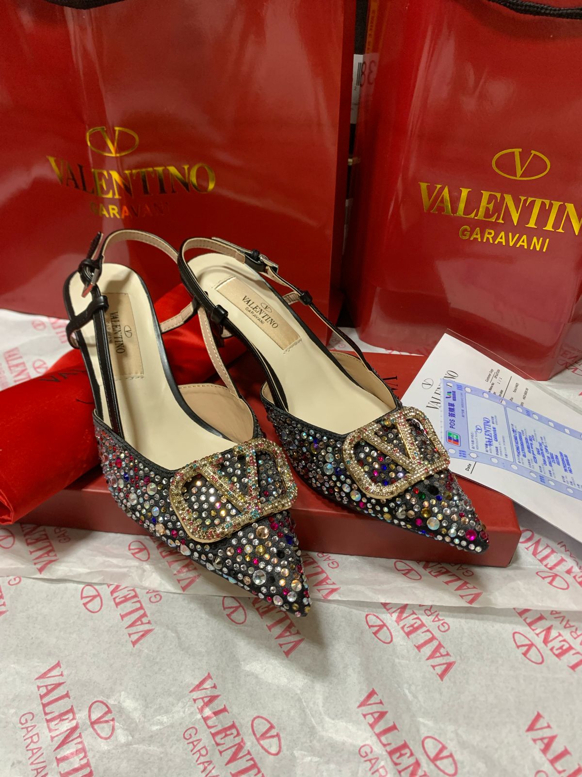 Women's Valentino Signature Crystal Embellished Pump