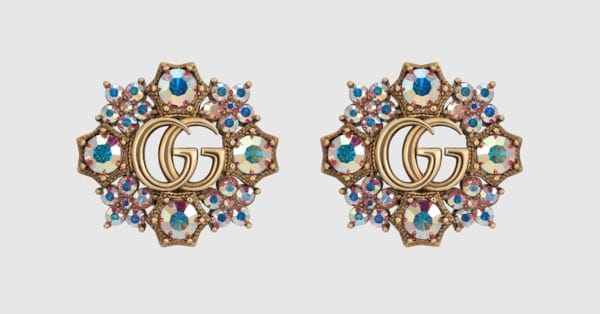 GUCCI Crystal Flowers Earrings