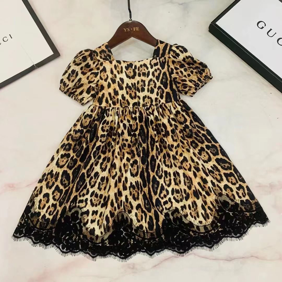 Kids Girls Summer Leopard Lace Dress - Aone Brands Dubai