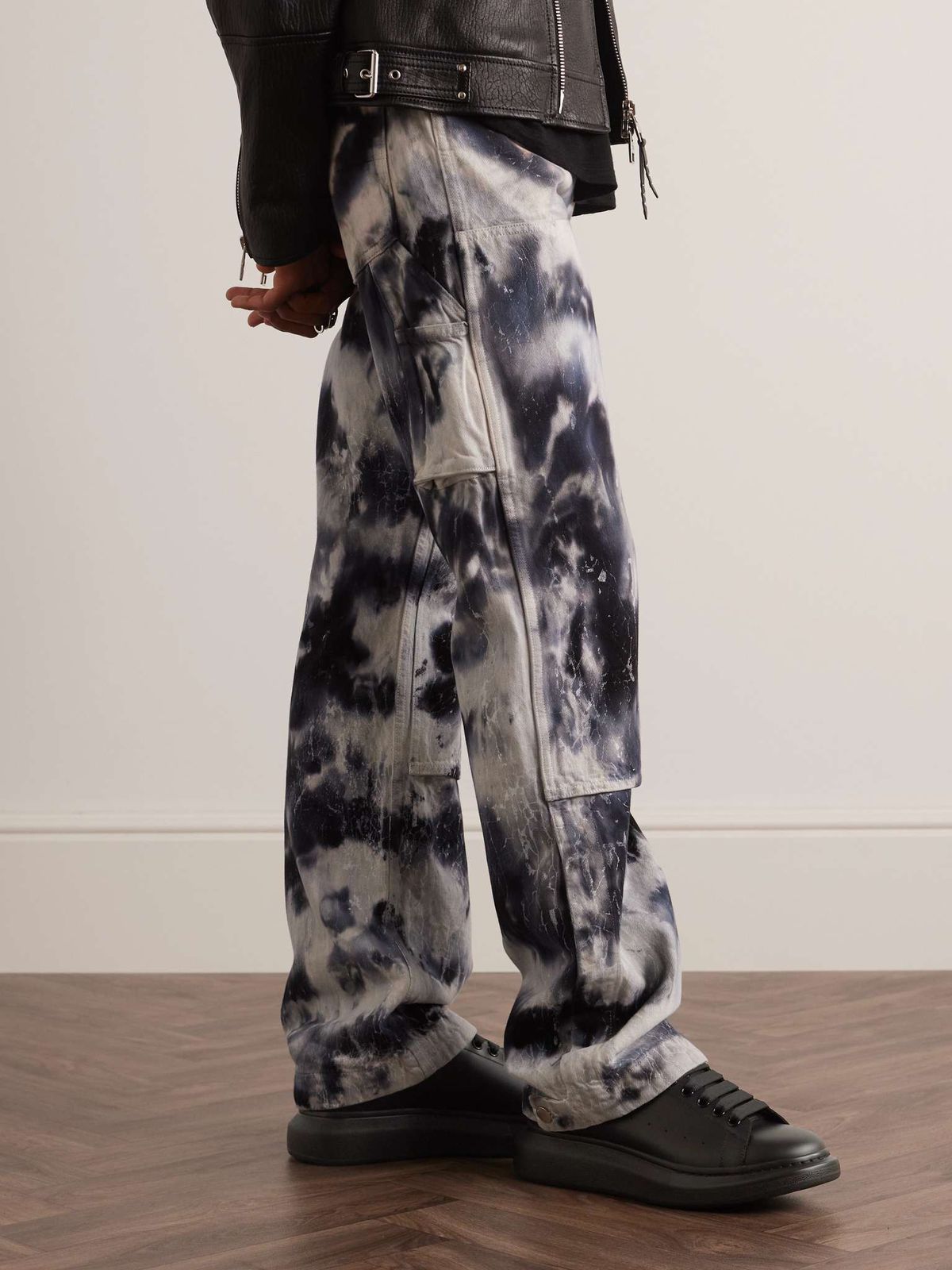 Alexander McQueen black Oversized Sneakers styled on feet