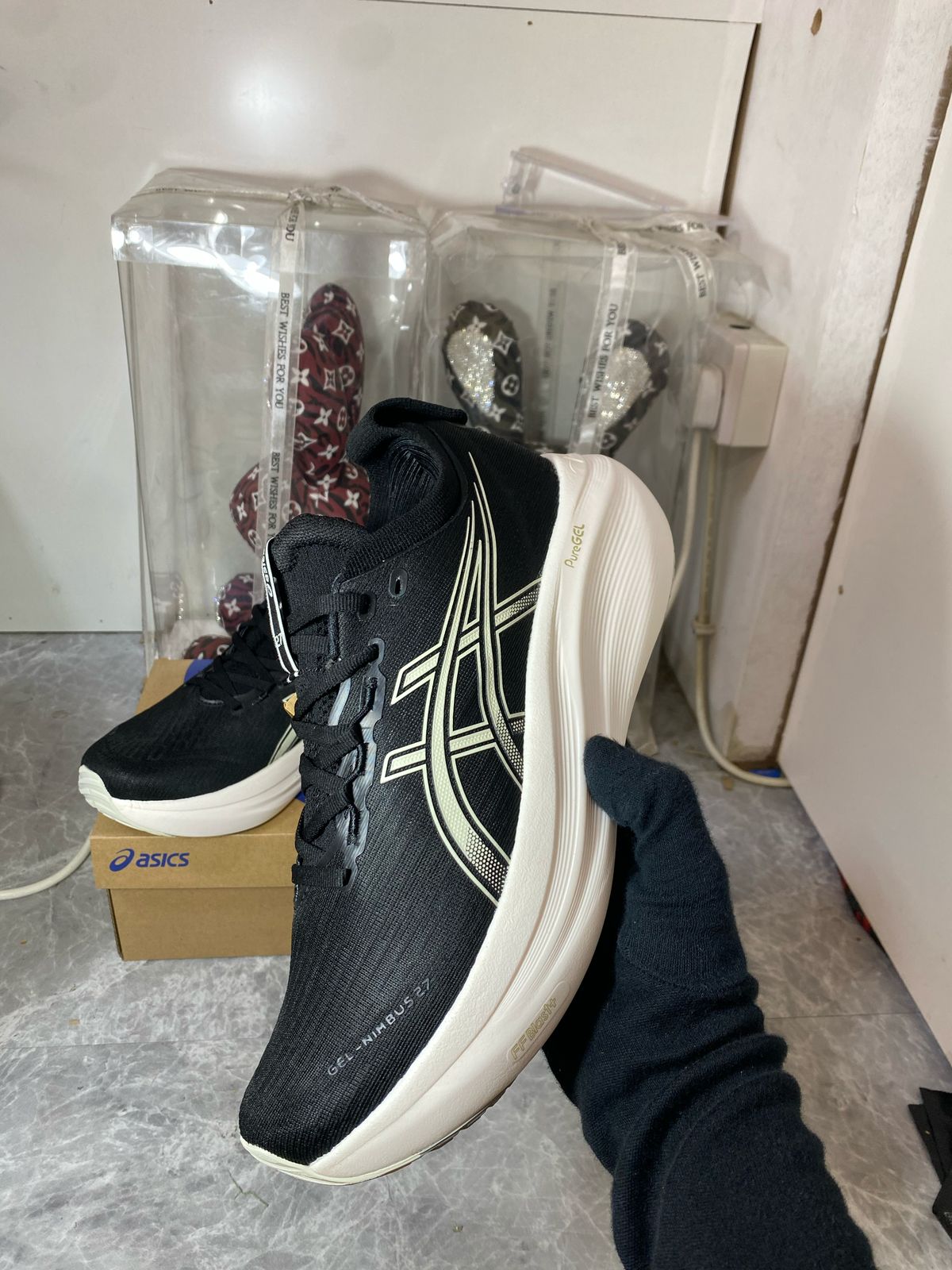 ASICS GLIDERIDE MAX Black Oatmeal men’s running shoes