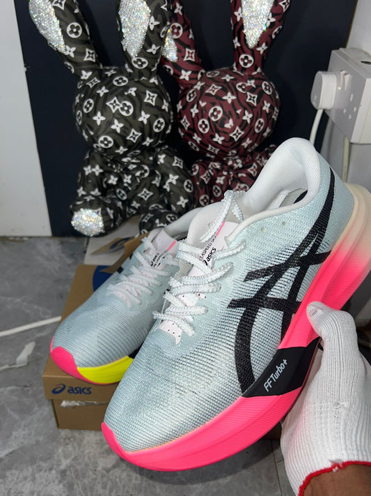 ASICS white black and pink sneakers at Aone Brands Dubai