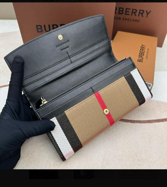 BURBERRY Grainy Calfskin House Check Henley Wallet