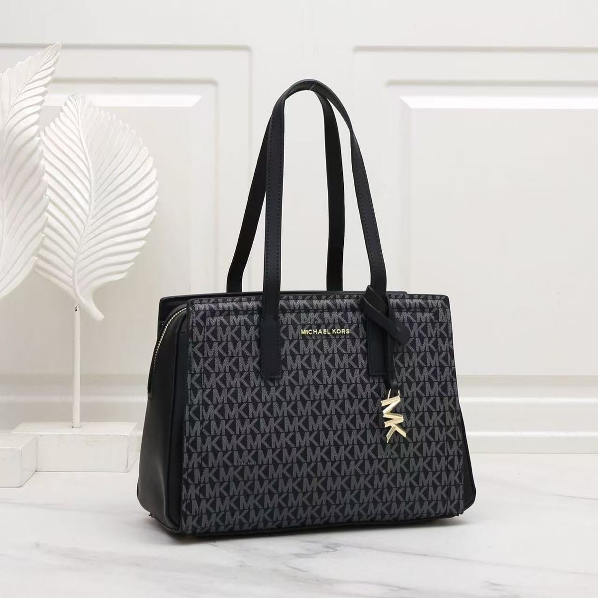 Black Michael Kors style tote handbag for women