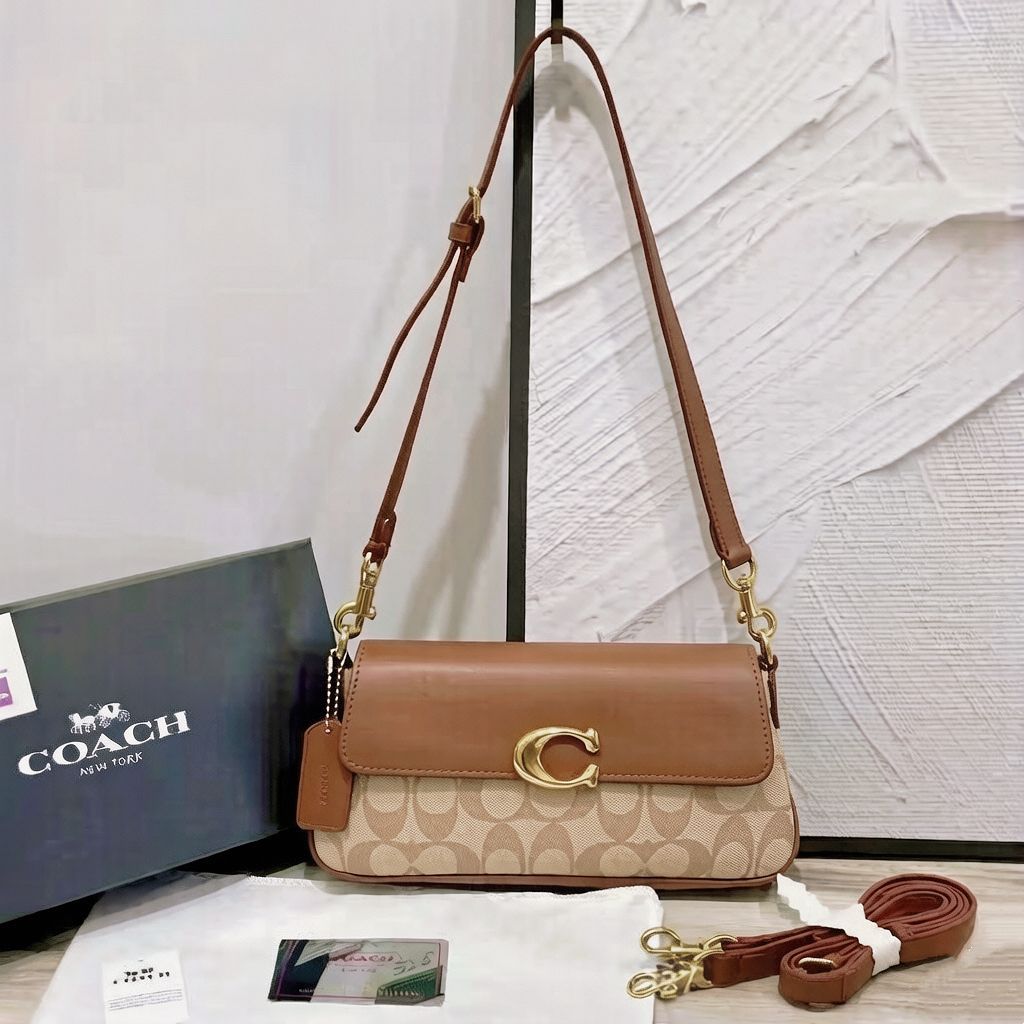 Brown Coach style shoulder bag for women