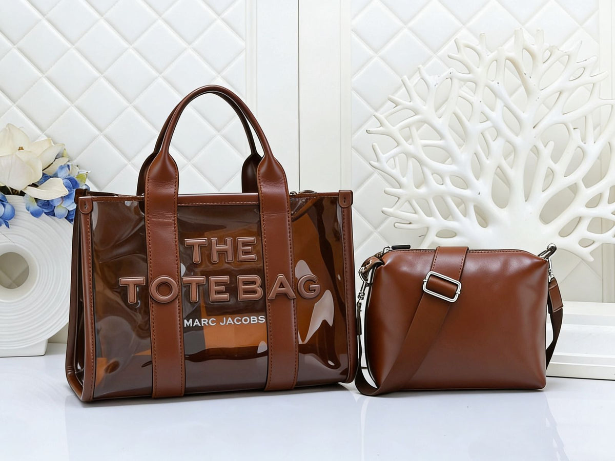 Brown tote handbag with modern fashion design
