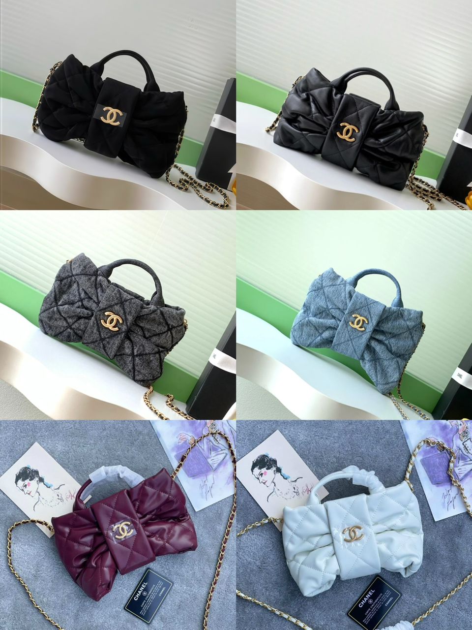 Chanel-style women’s mini bags in multiple colours