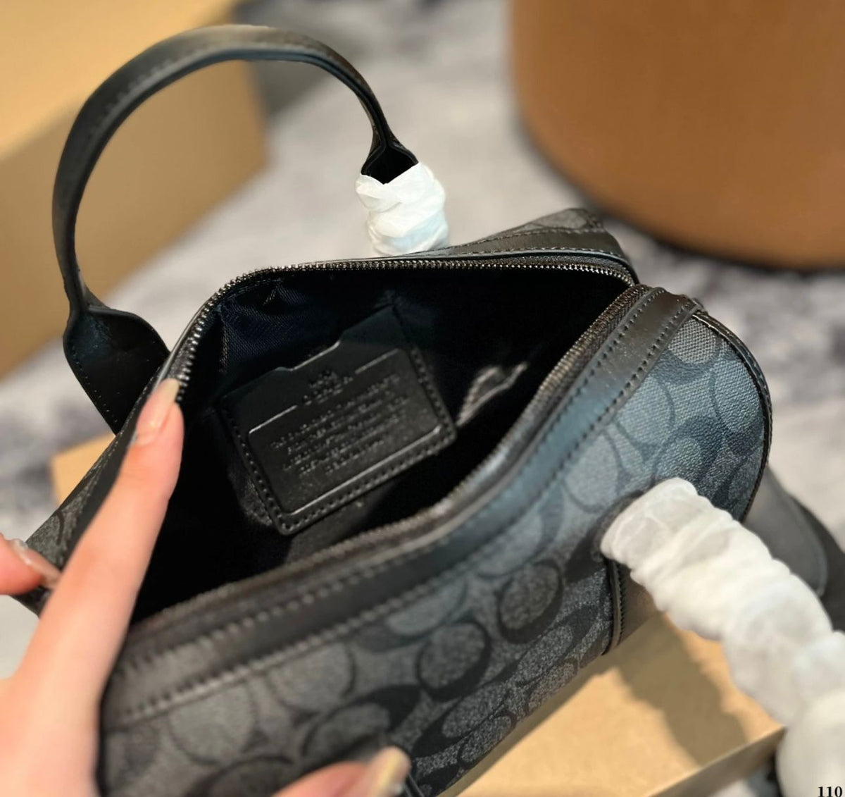 Interior compartment of Coach style women's handbag