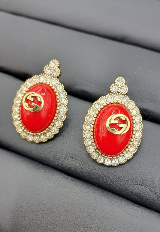 New Luxury Shiny Red Crystal Earrings - Aone Brands Dubai