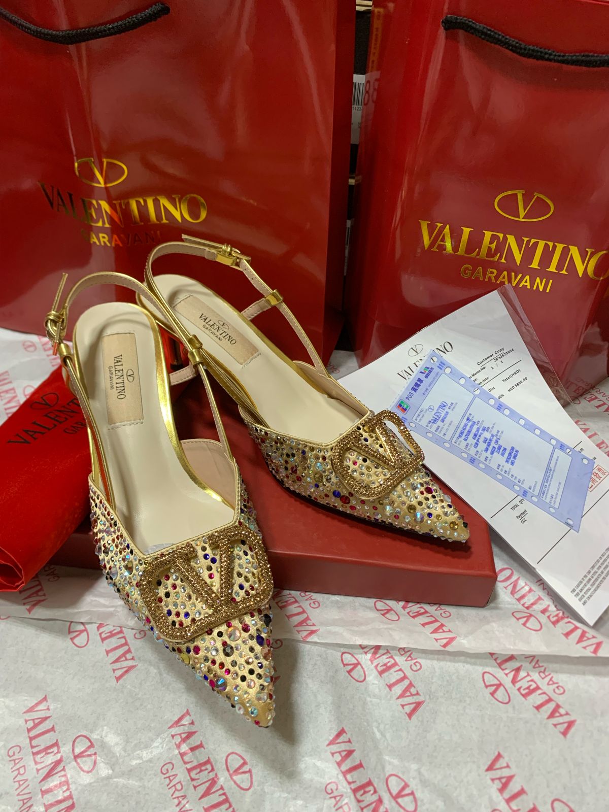 Women's Valentino Signature Crystal Embellished Pump