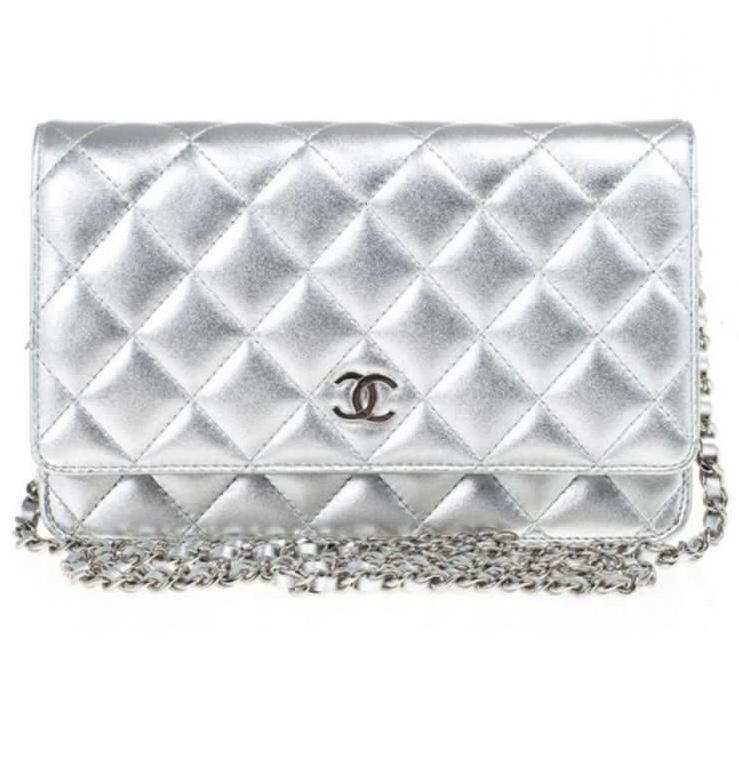 Chanel Metallic Quilted Leather Classic Wallet on Chain Bag