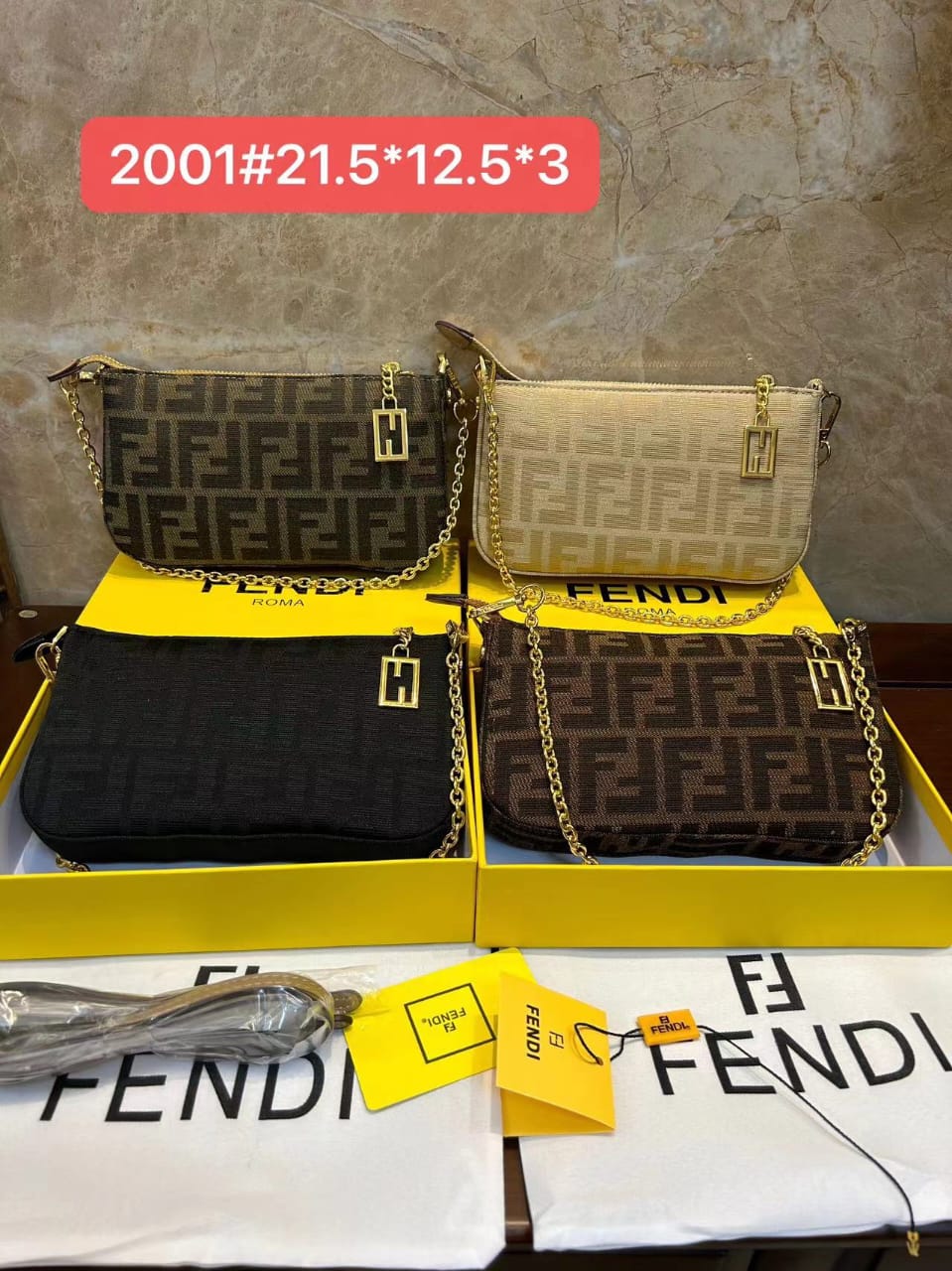 Fendi women's monogram bags shown in different color options