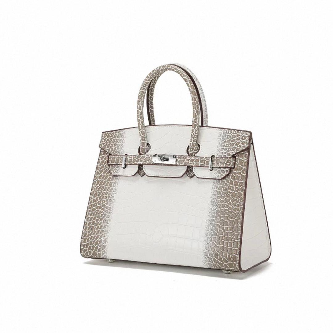 Silver Hermès structured handbag with top handles