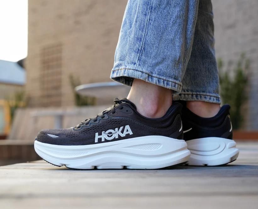 HOKA Bondi 9 Black White sneakers at Aone Brands Dubai