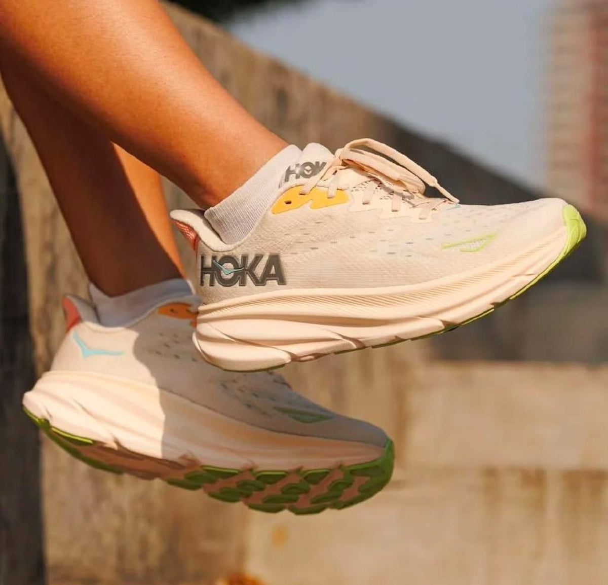 HOKA Bondi 9 Vanilla Birch lifestyle running sneakers