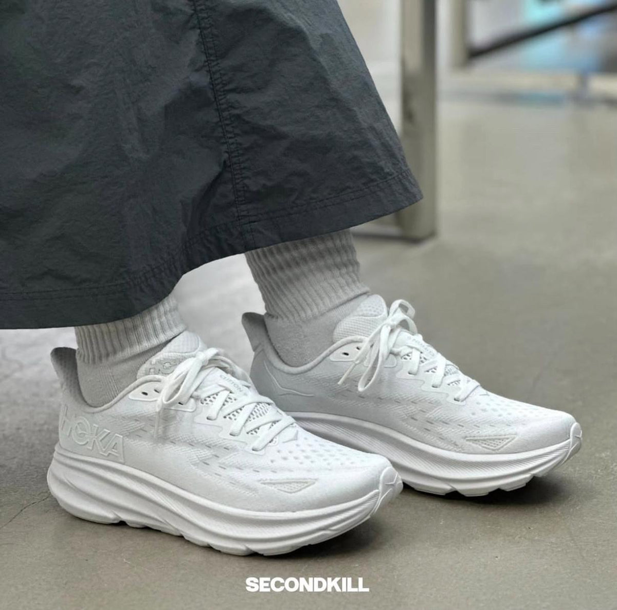 HOKA Bondi 9 white sneakers at Aone Brands Dubai