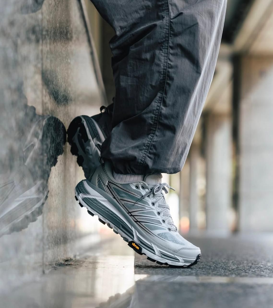 HOKA Mafate Speed 2 Stellar Grey Galactic Grey unisex sneakers on feet