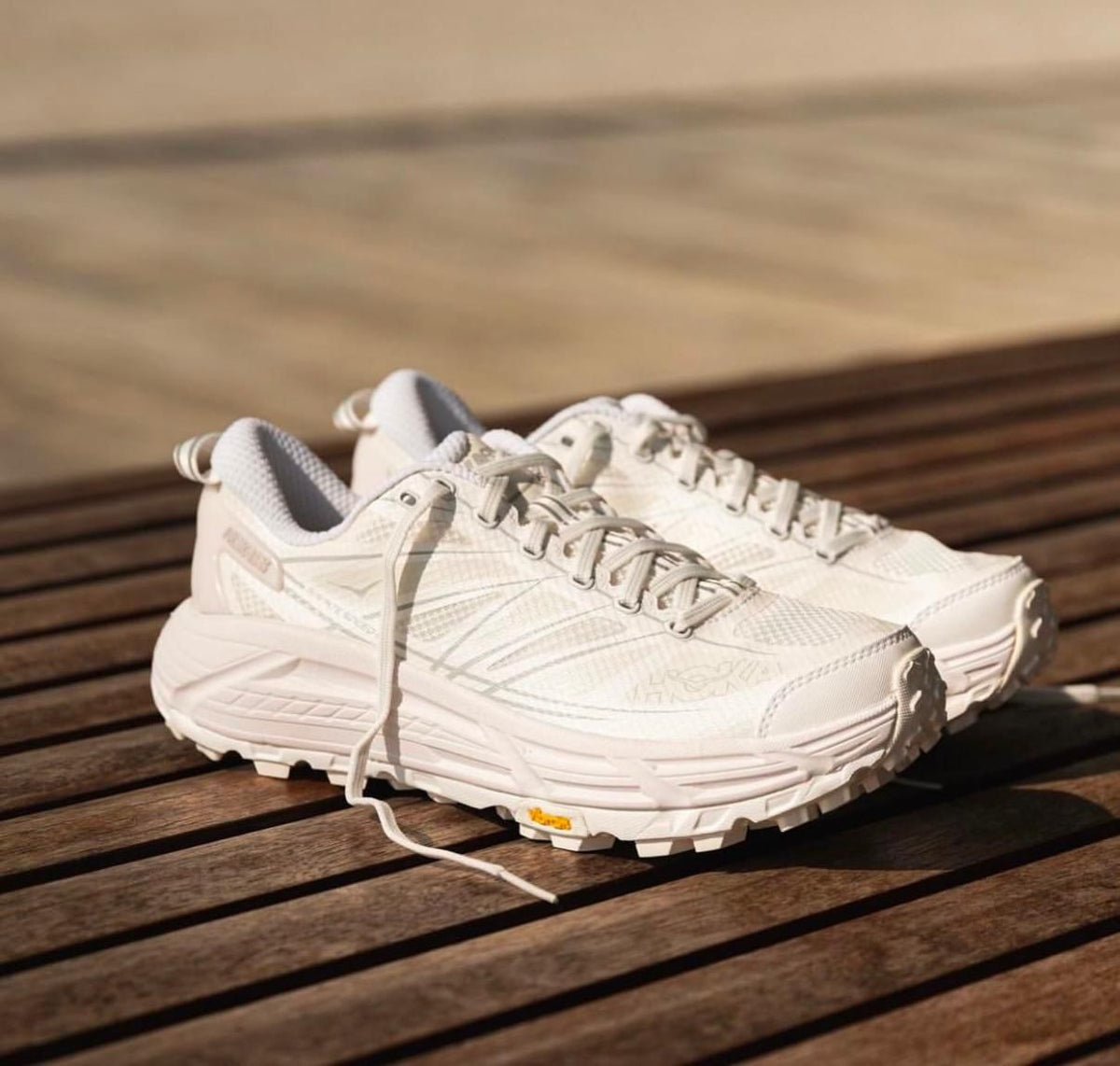 HOKA Mafate Speed 2 White Lunar Rock sneakers at Aone Brands Dubai
