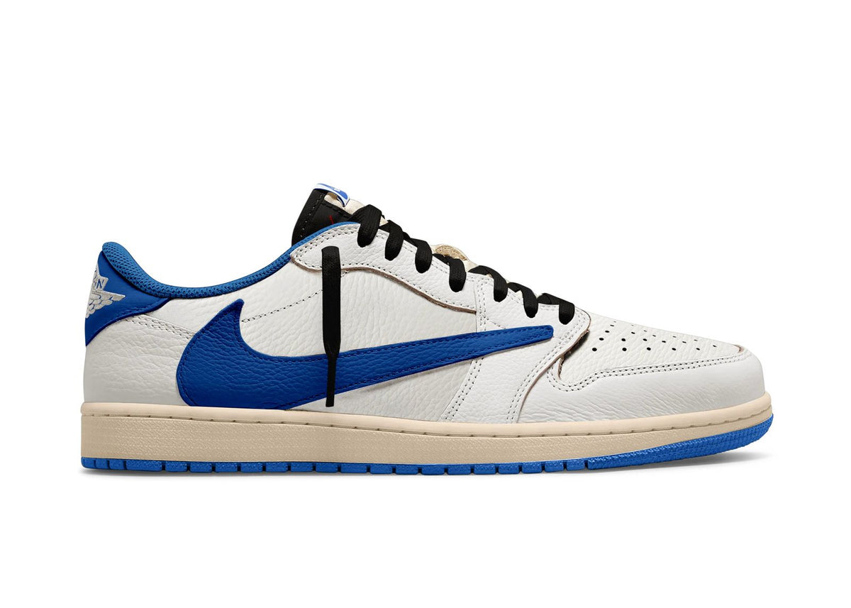 Jordan 1 Low white blue cream sneakers side profile