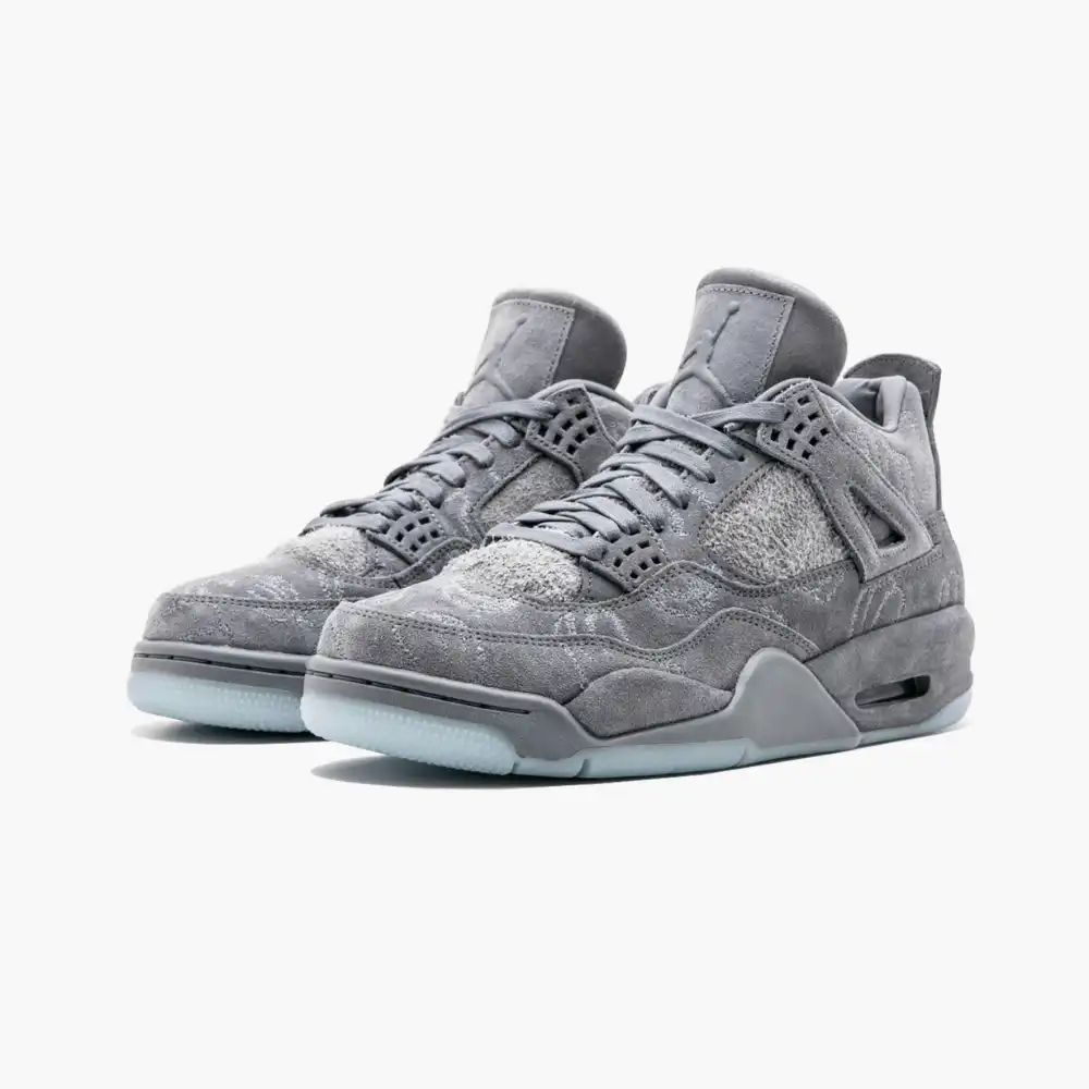 KAWS x Air Jordan 4 Cool Grey sneakers angle view