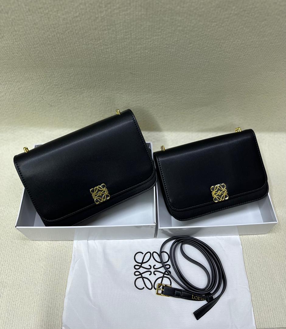 Loewe Women's Bags - Aone Brands Black Loewe handbags with gold-tone logo detail