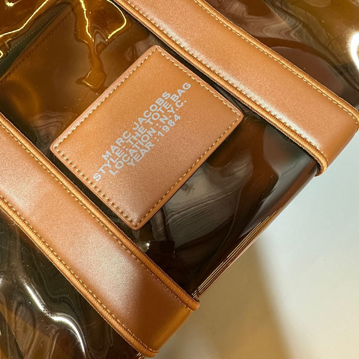 Marc Jacobs style tote handbag inner label detail