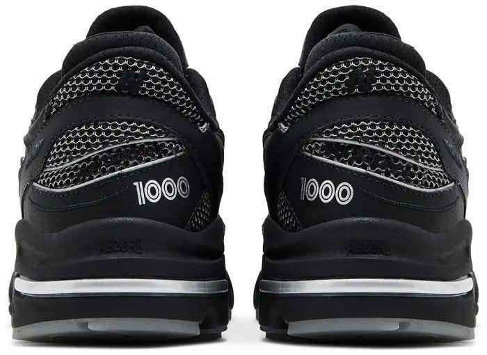 Rear view of New Balance 1000 black sneakers