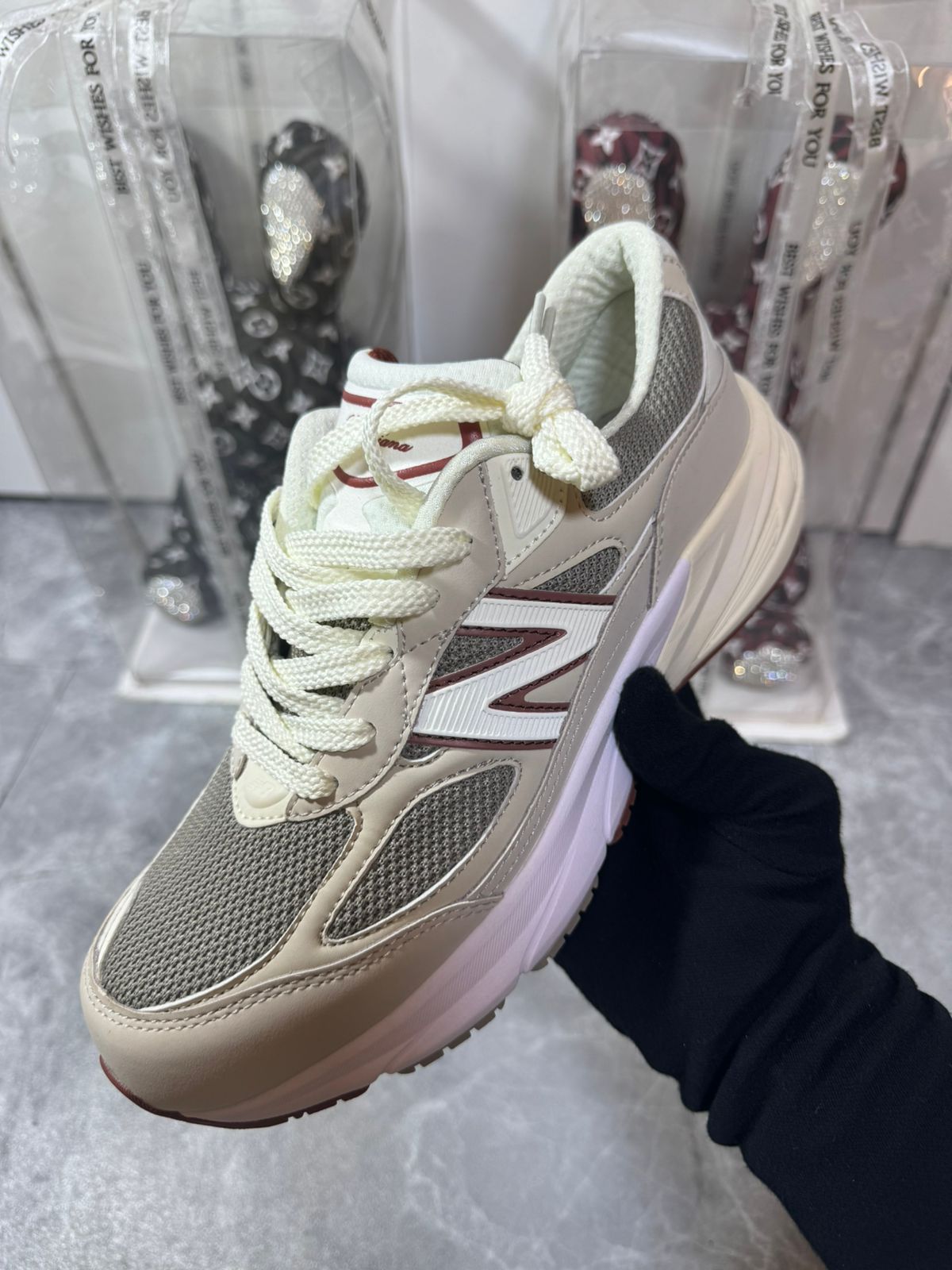 New Balance beige chunky sneakers available in UAE