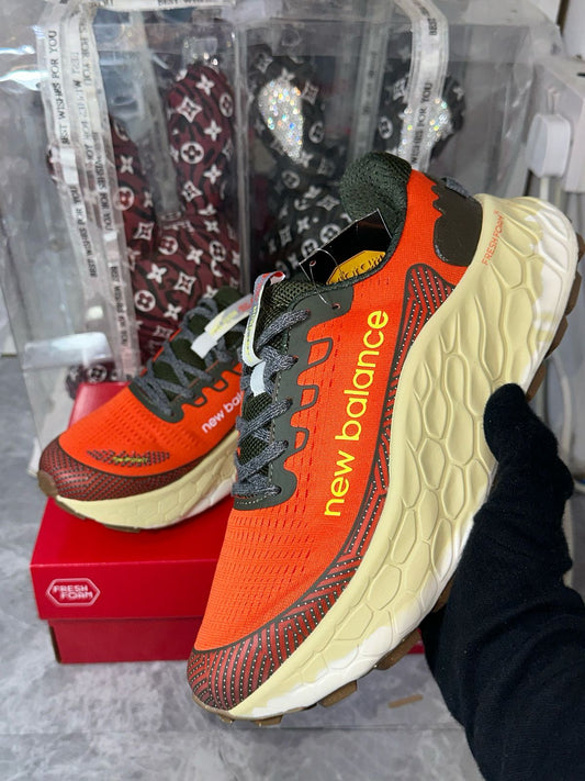New Balance Fresh Foam X Hierro v7 orange olive men's shoes at Aone Brands Dubai