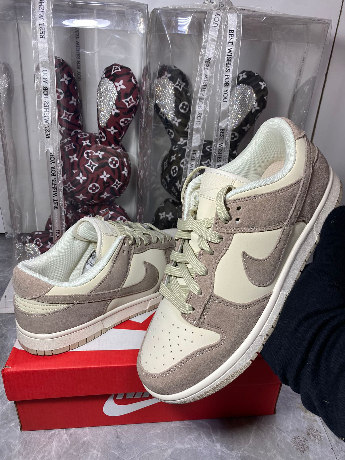Nike Dunk Low beige and cream sneakers at Aone Brands Dubai