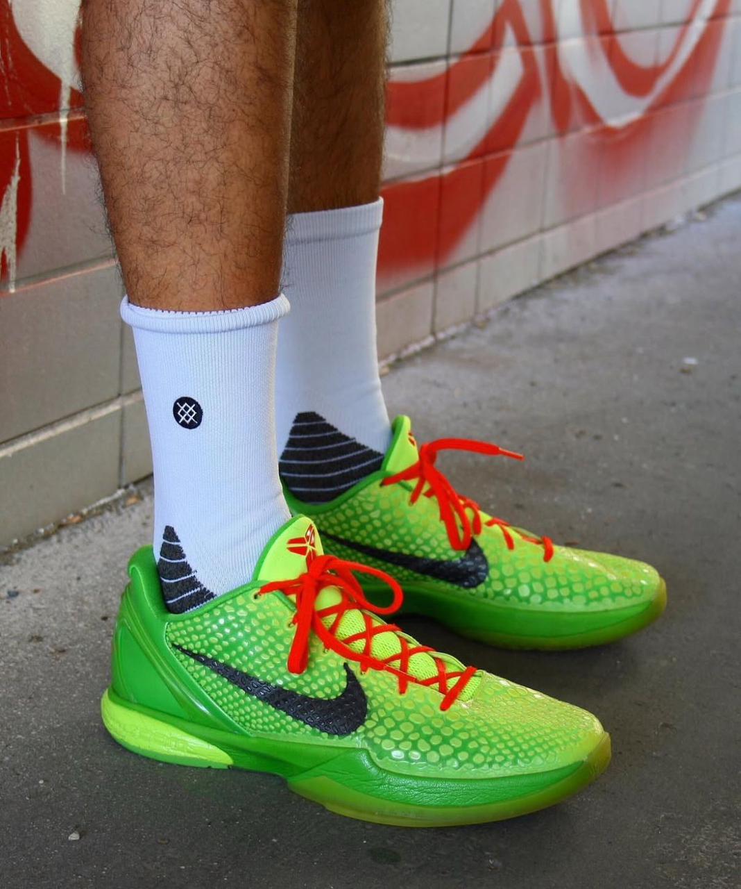 Nike Kobe 6 Protro Grinch Green Apple Volt sneakers lifestyle view