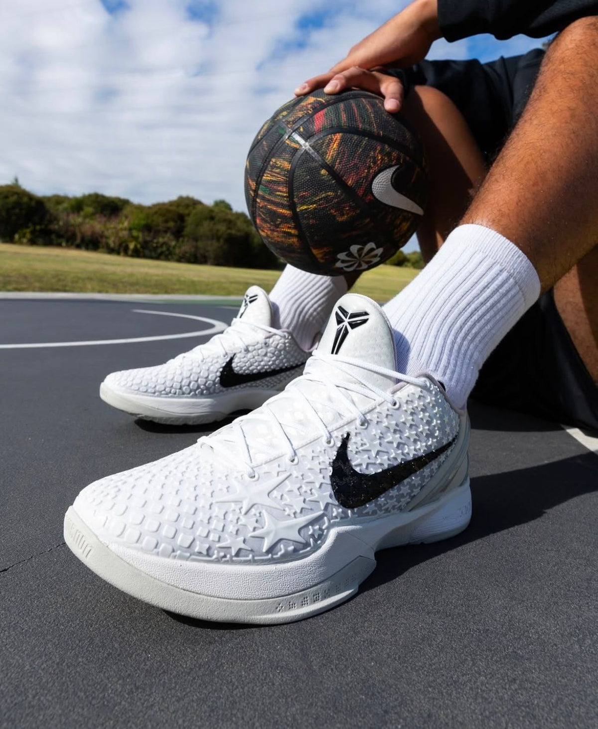 Nike Kobe 6 Protro Sail unisex basketball shoes on feet