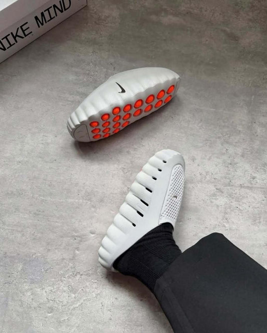 Nike Mind 001 White Speed Red Obsidian mules at Aone Brands Dubai