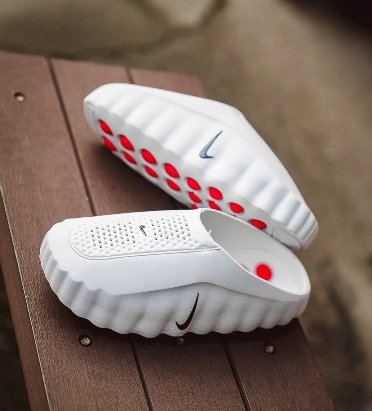 Nike Mind 001 White Speed Red mules at Aone Brands Dubai