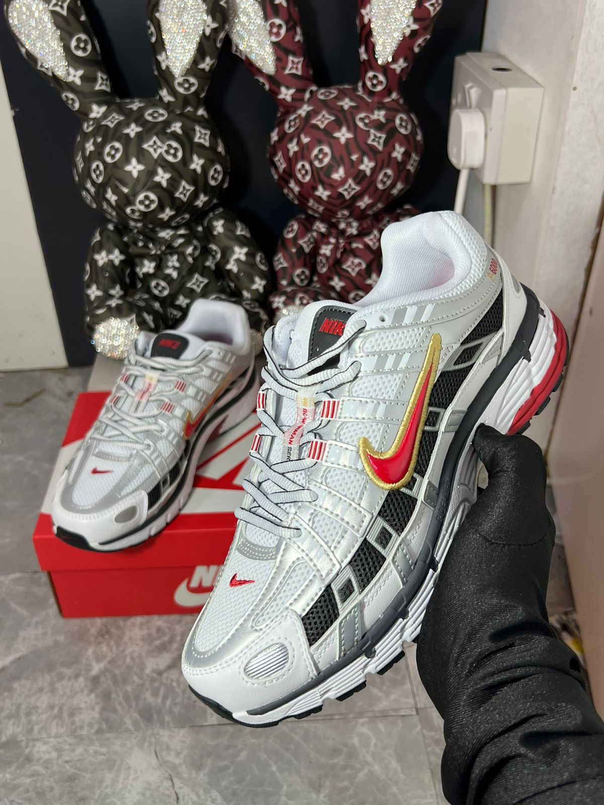 Nike P-6000 silver red sneakers at Aone Brands Dubai