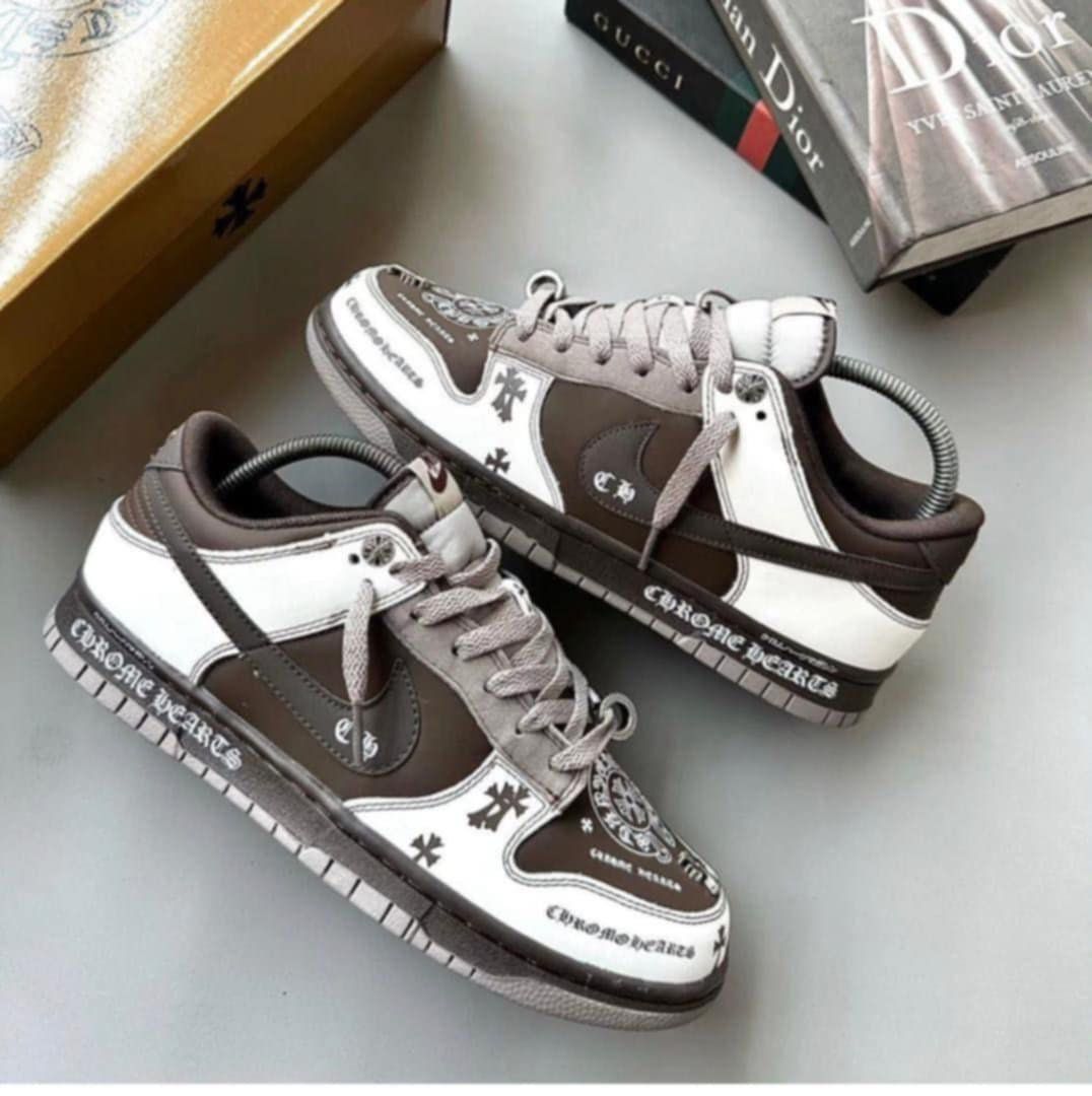 Nike SB Dunk Low Chrome Hearts custom sneakers pair view