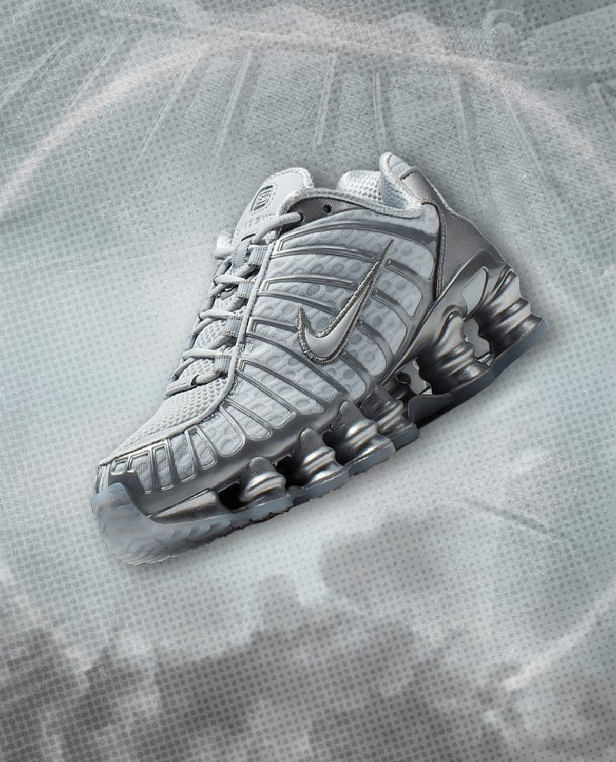Nike Shox TL Metallic Silver women’s sneaker lifestyle view