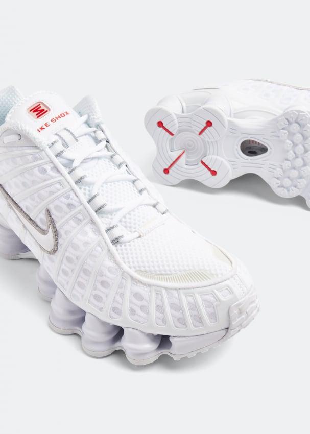 Nike Shox TL white silver sneakers close-up
