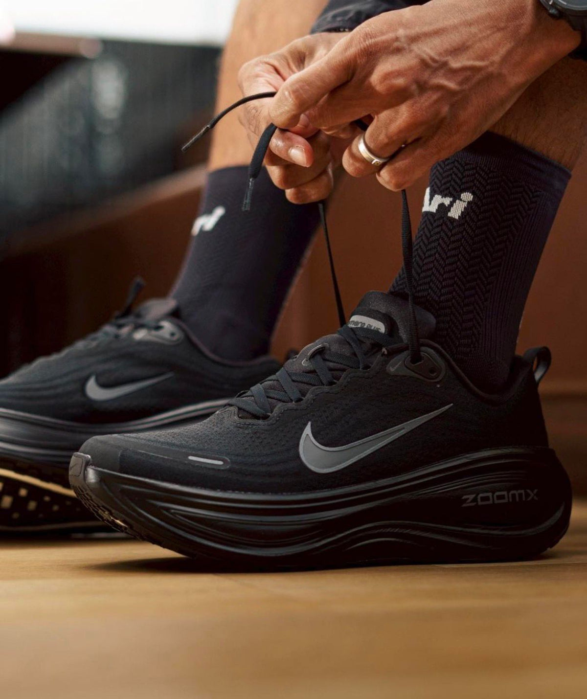 Nike Vomero Premium black running sneakers side view