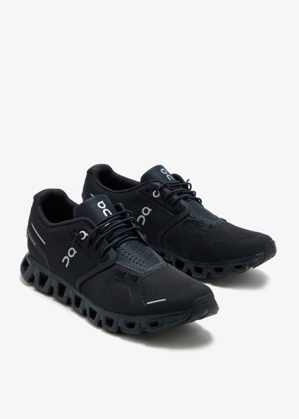 On Cloud 5 Waterproof All Black sneakers pair view