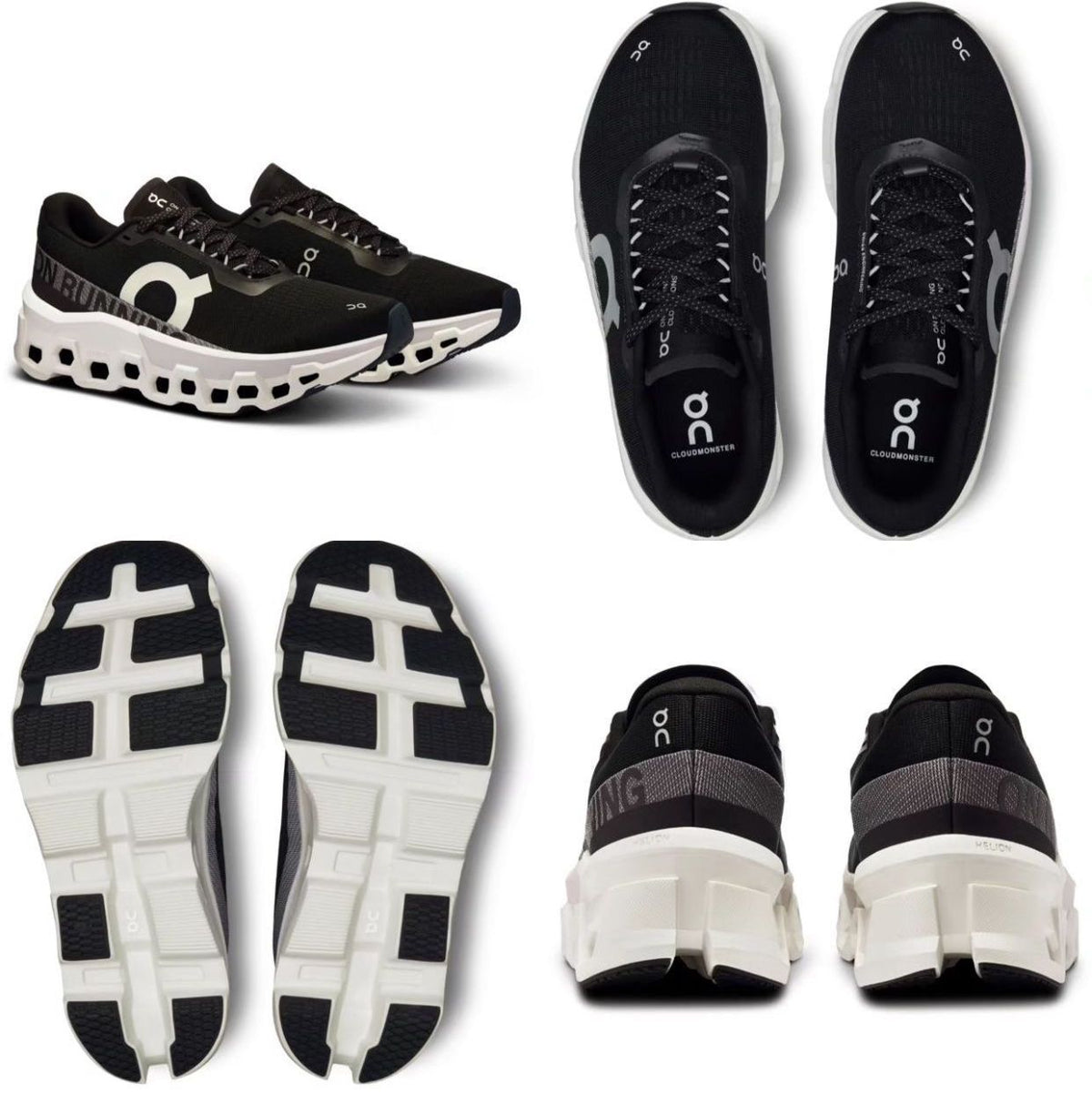 Multiple views of black On Cloud chunky sneakers