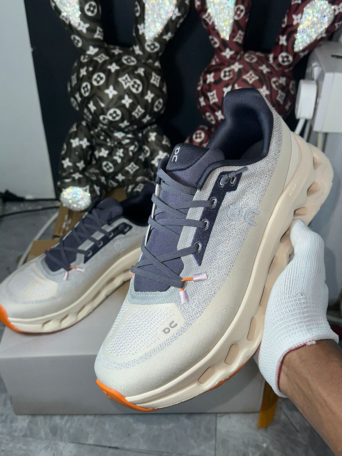 On Cloudmonster 3 Ivory Sunstone running shoes in UAE