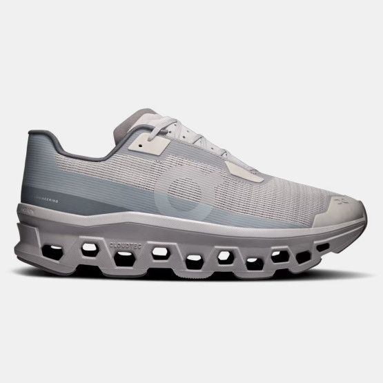 Side view of On Cloudmonster Void Alloy Glacier shoe