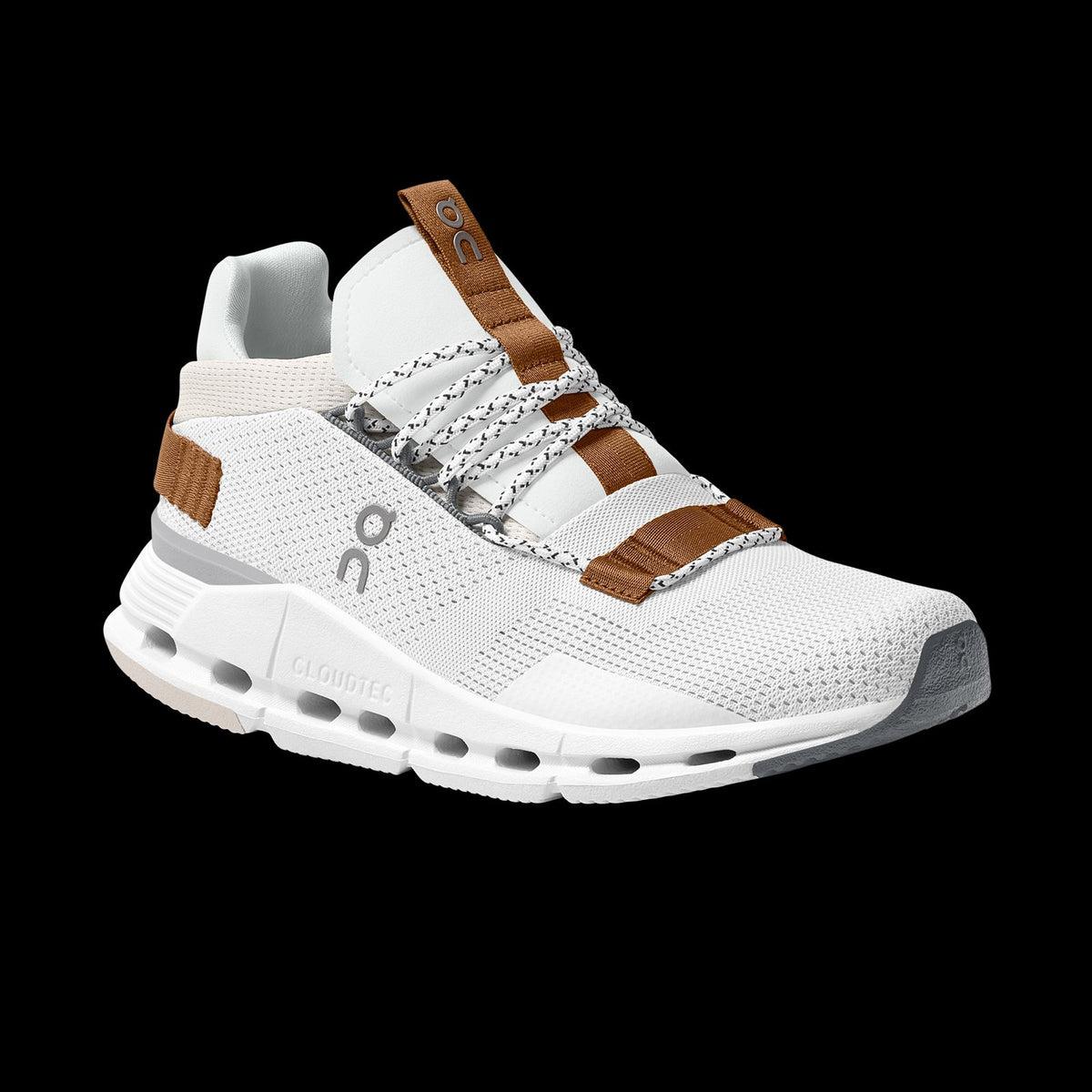 On Cloudnova white pearl brown sneaker side view
