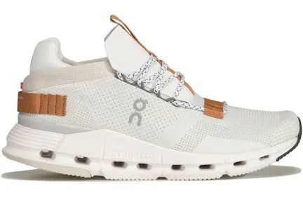 On Cloudnova white pearl brown sneakers profile view