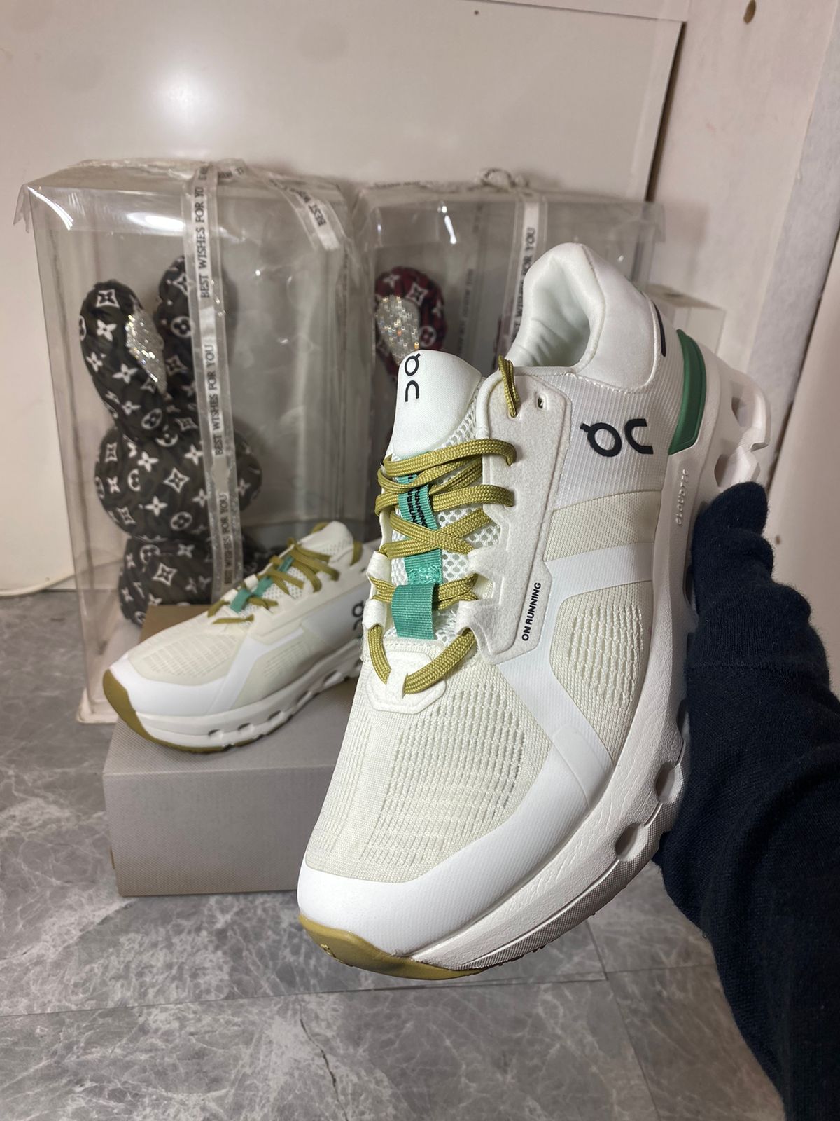 On Cloudrunner 2 white green sneakers at Aone Brands Dubai